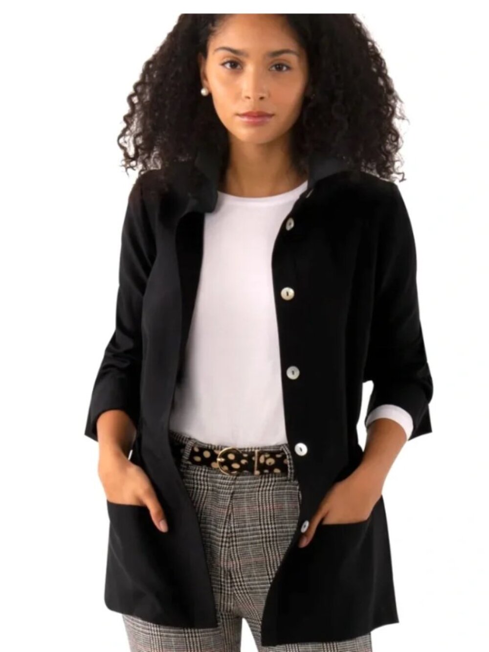 NWT Gretchen Scott Black Safari Jacket Size S Utility Preppy Chic Shell Buttons